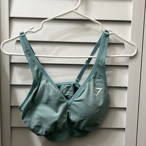 Gymshark vital seamless 2.0 v neck sports bra - pearl blue marl